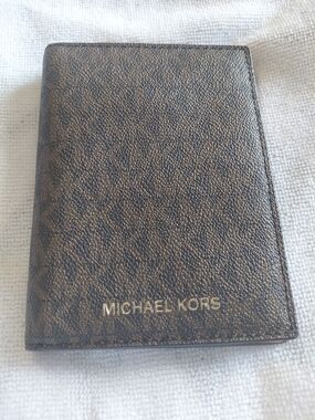 Michael Kors Brown Signature Logo Card & Passport Holder